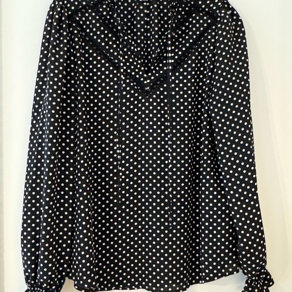 Elegant Black and White Polka Dot Blouse